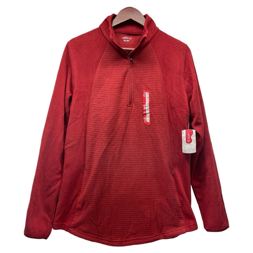 BCG Women's XL Burgundy 1/4 Zip Fleece With Pockets Long Sleeve‎